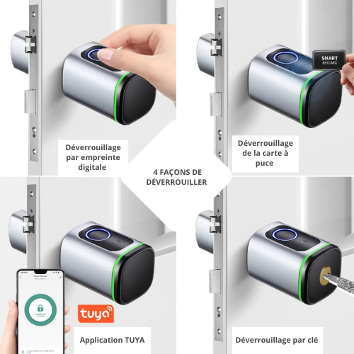 Cylindre de serrure intelligent Bluetooth Tuya – Empreinte digitale, carte IC 13.56MHz, pile CR123A, installation facile