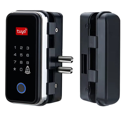 Tuya APP Control Sliding Glass Lock Fingerprint Smart Lock Bluetooth 13.56Mhz RFID Electronic Single Double Glass Door Boltlock