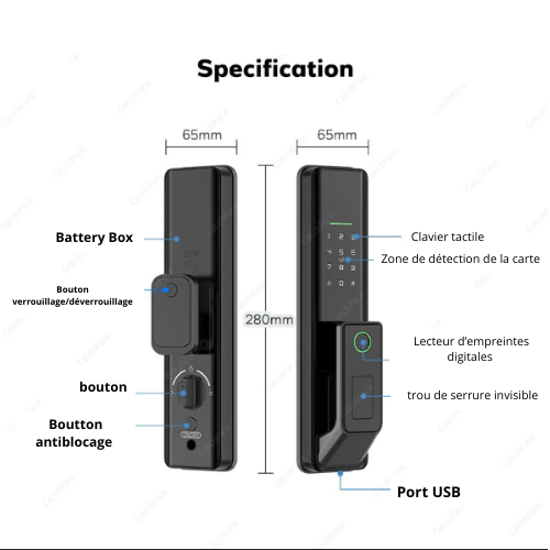 Serrure intelligente biométrique WiFi Tuya – Déverrouillage par empreinte digitale et contrôle à distance