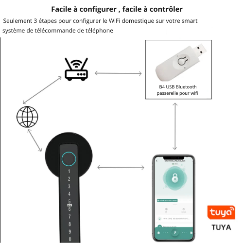 Tuya BLE Fingerprint Door Lock - Digital Unlock with Password, Key, Card, Smartlife/Tuya APP