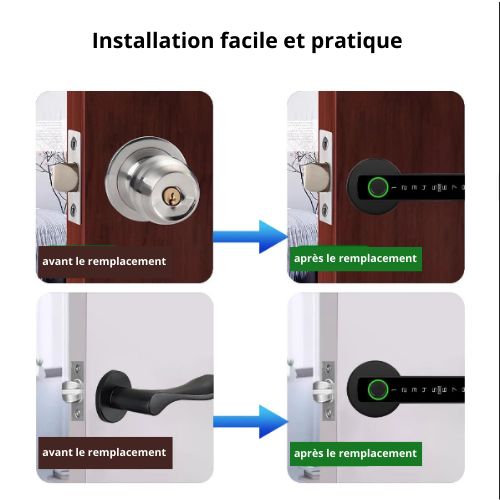 Tuya BLE Fingerprint Door Lock - Digital Unlock with Password, Key, Card, Smartlife/Tuya APP