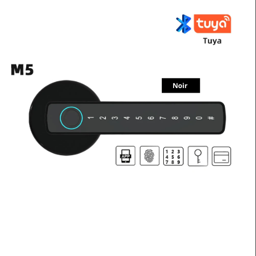 Tuya BLE Fingerprint Door Lock - Digital Unlock with Password, Key, Card, Smartlife/Tuya APP