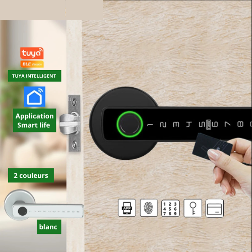 Tuya BLE Fingerprint Door Lock - Digital Unlock with Password, Key, Card, Smartlife/Tuya APP