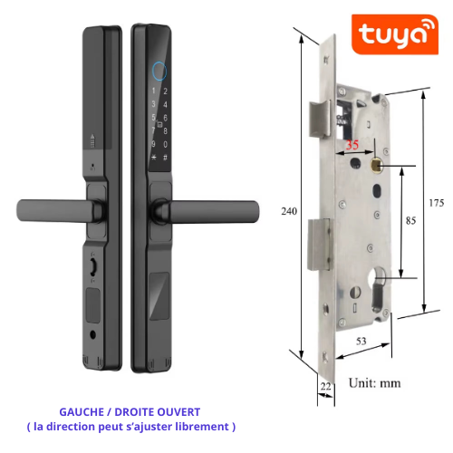 Serrure intelligente RFID IP65 étanche – Tuya Smartlife, empreinte digitale, mot de passe pour portes coulissantes en aluminium