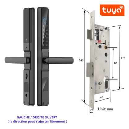 Serrure intelligente RFID IP65 étanche – Tuya Smartlife, empreinte digitale, mot de passe pour portes coulissantes en aluminium