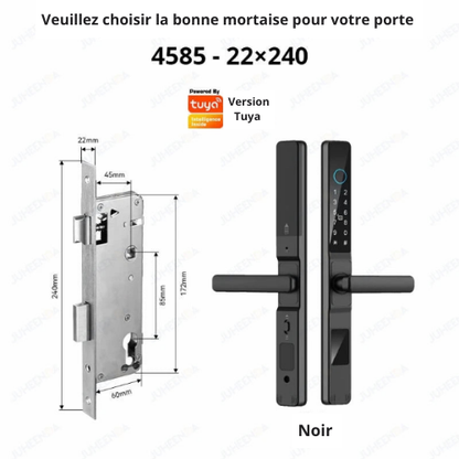 Serrure WiFi Tuya Smartlife Étanche pour Porte Coulissante Aluminium - Accès Sans Clé (Télécommande, Mot de Passe, Carte, Empreinte Digitale)