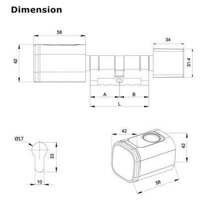 Smart Cylinder Lock with Tuya Bluetooth Fingerprint 13.56Mhz IC Card Include CR123A Battery Easy Installation Replace S1