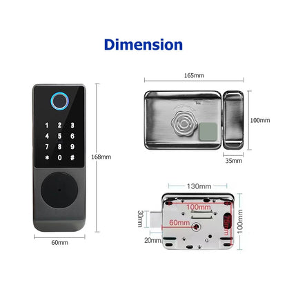 Ttlock WIFI Version Double Side Fingerprint Waterproof Outdoor Gate Passcode Rfid Card Keyless Smart Door Lock