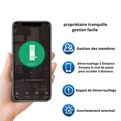 Serrure intelligente biométrique Tuya – Ouverture par empreinte digitale et contrôle connecté